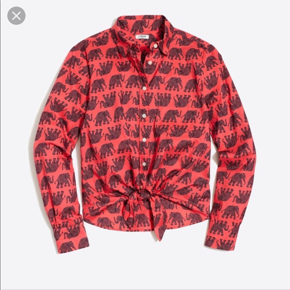 Like new! J. Crew Printed Tie-waist Shirt